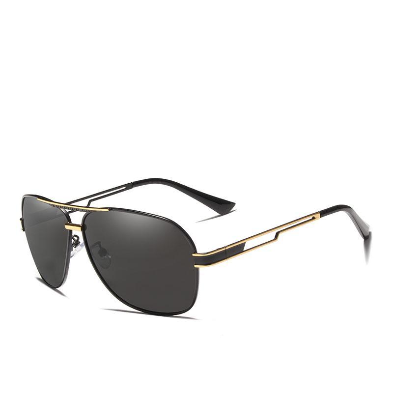 Stevvex men's square polarized sunglasses with gold alloy frame and dark UV400 lenses on Tampa Home & Garden Store