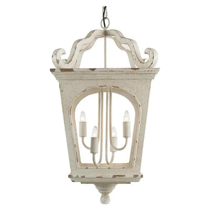 Four Light Wood Chandelier with Adjustable Chain