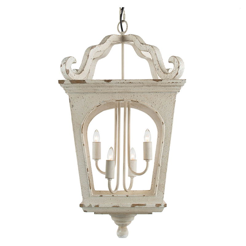 4 Light Fir Wood Chandelier with Adjustable Chain