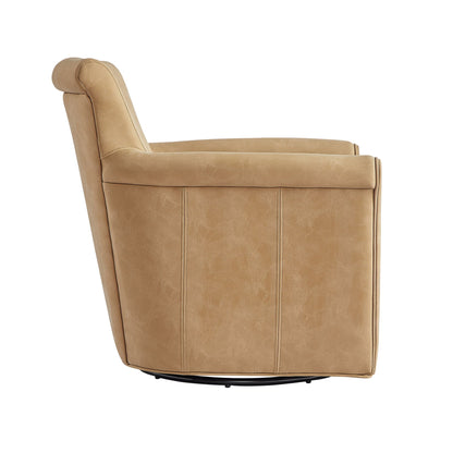 Westly Swivel Accent Chair tan leather with 360-degree base by HouseOfZazla on Tampa Home & Garden Store