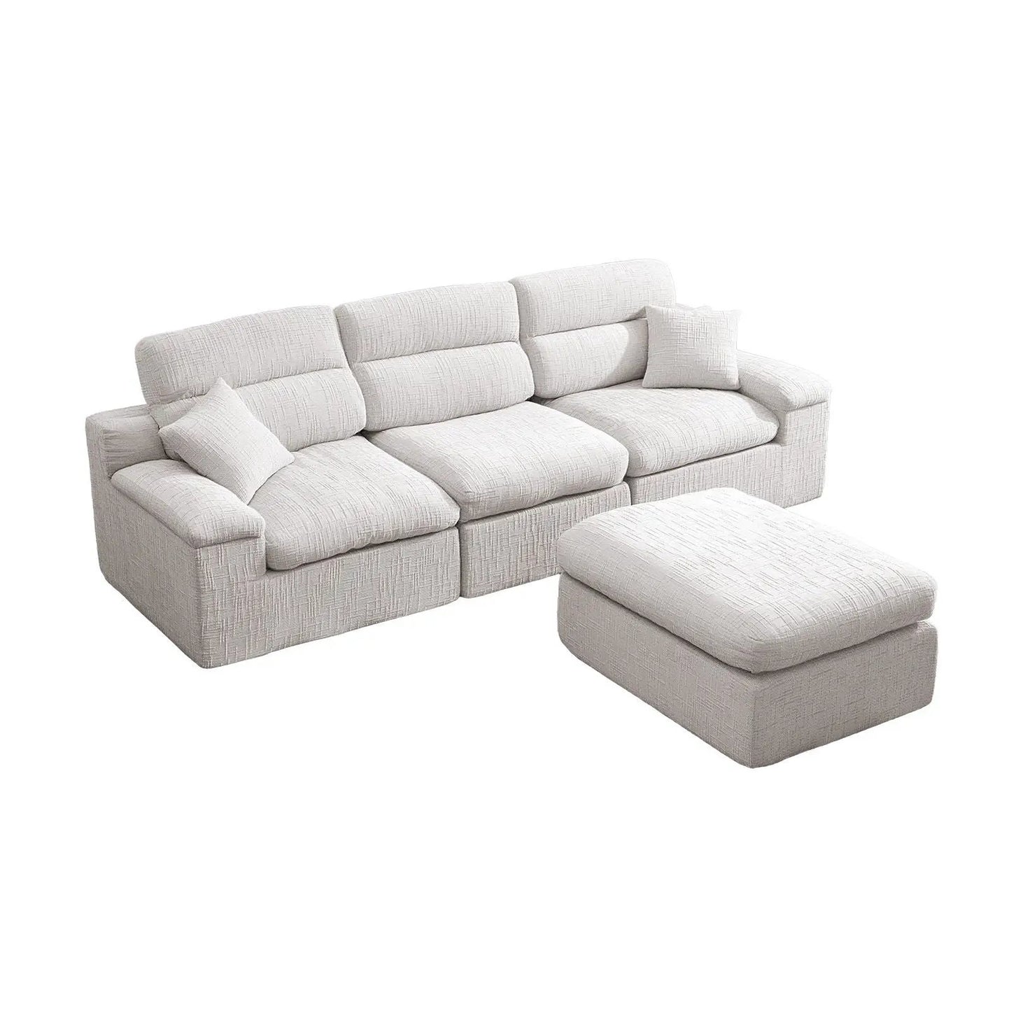 Corner Chaise Sofa With High Backrest, beige fabric, 2-piece set, Unique Piece Furniture on Tampa Home & Garden Store