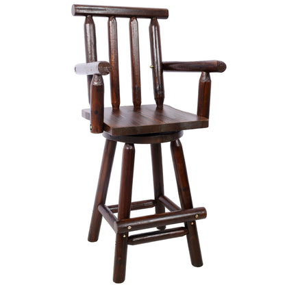 Rustic fir wood bar stool with wide armrests, bar-height 28–30 in Unique Piece Furniture on Tampa Home & Garden Store