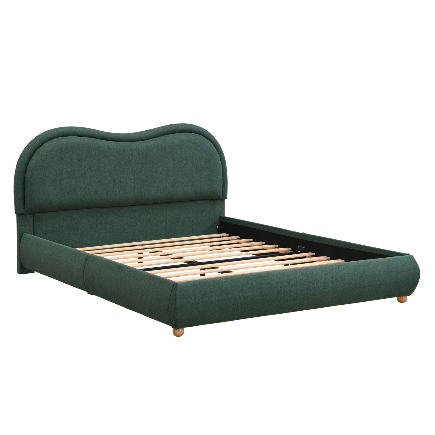 Upholstered Platform Bed with Curved Headboard