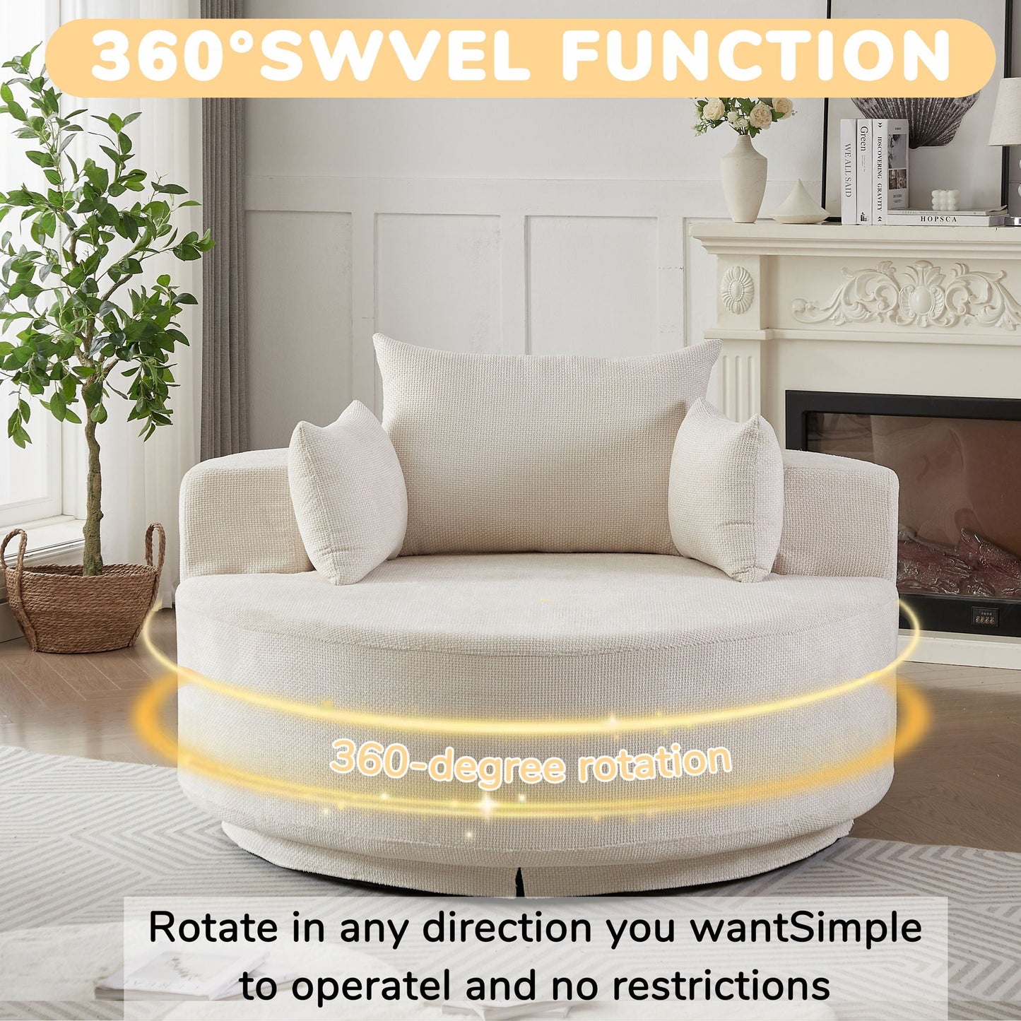Modern Single Sofa and Swivel Sleeper Chair