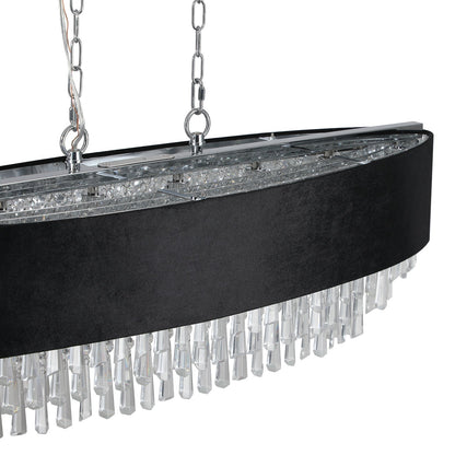 39' Modern Crystal Chandelier with Black Imitation Velvet Shade, chrome chains and crystal prisms HouseOfZazla on Tampa Home & Garden Store