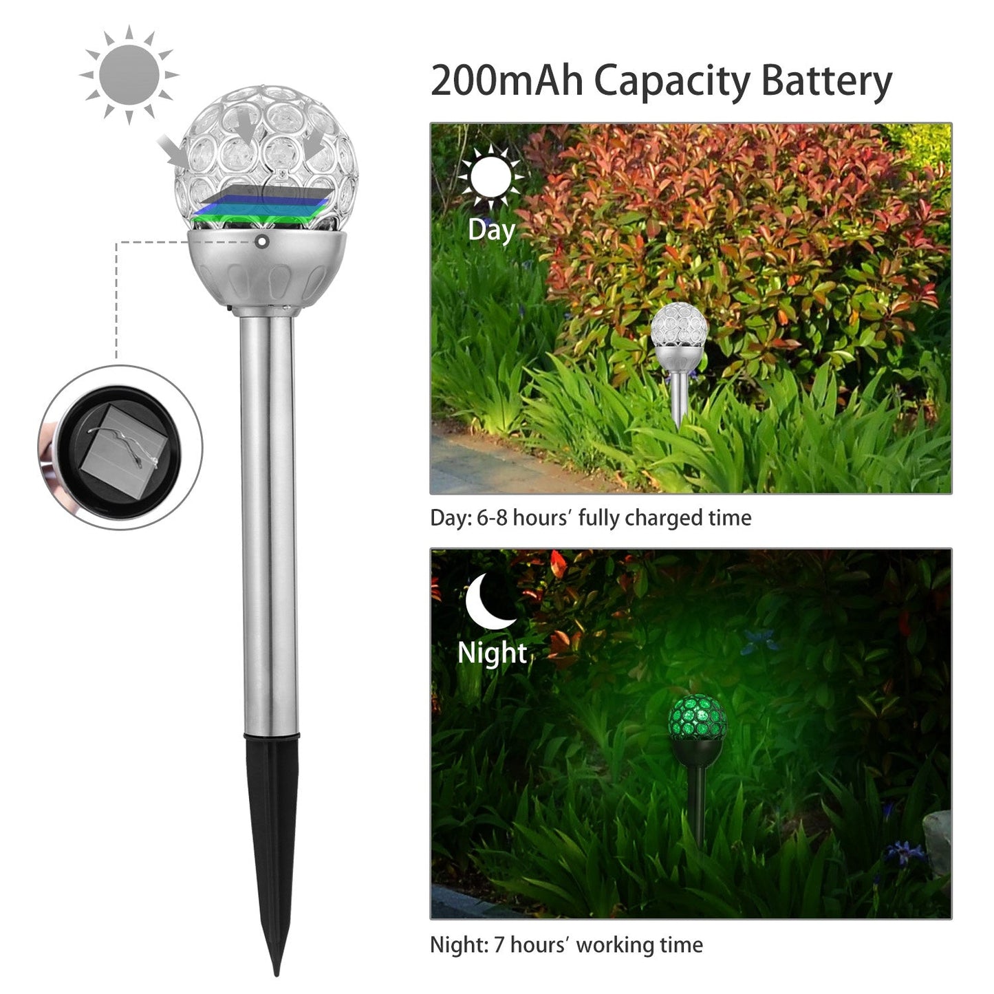 Solarek 3-pack solar lights with silver stake and clear RGB ball IP44 waterproof on Tampa Home & Garden Store
