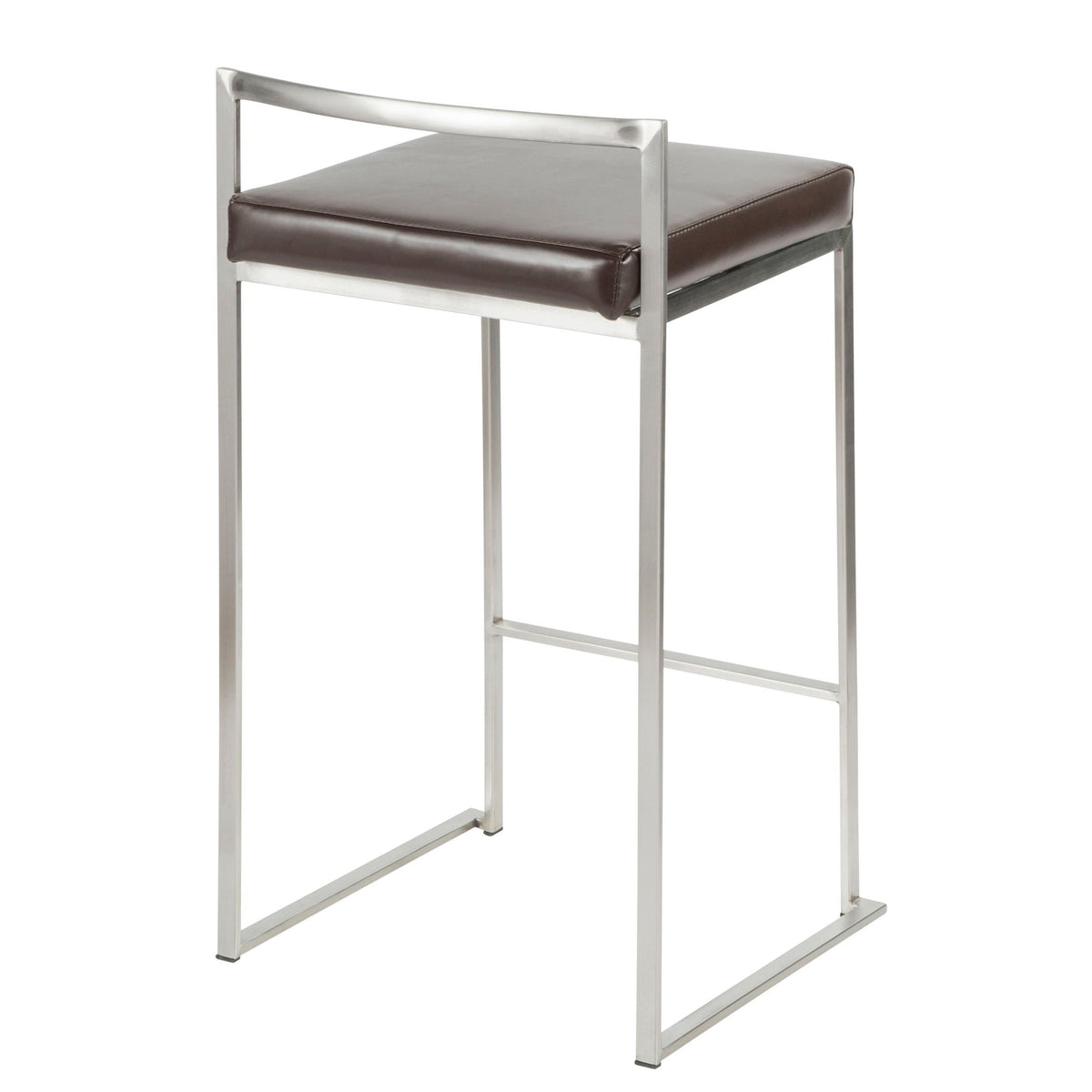 Stackable counter stool with padded brown seat and metal back, steel frame HouseOfZazla on Tampa Home & Garden Store