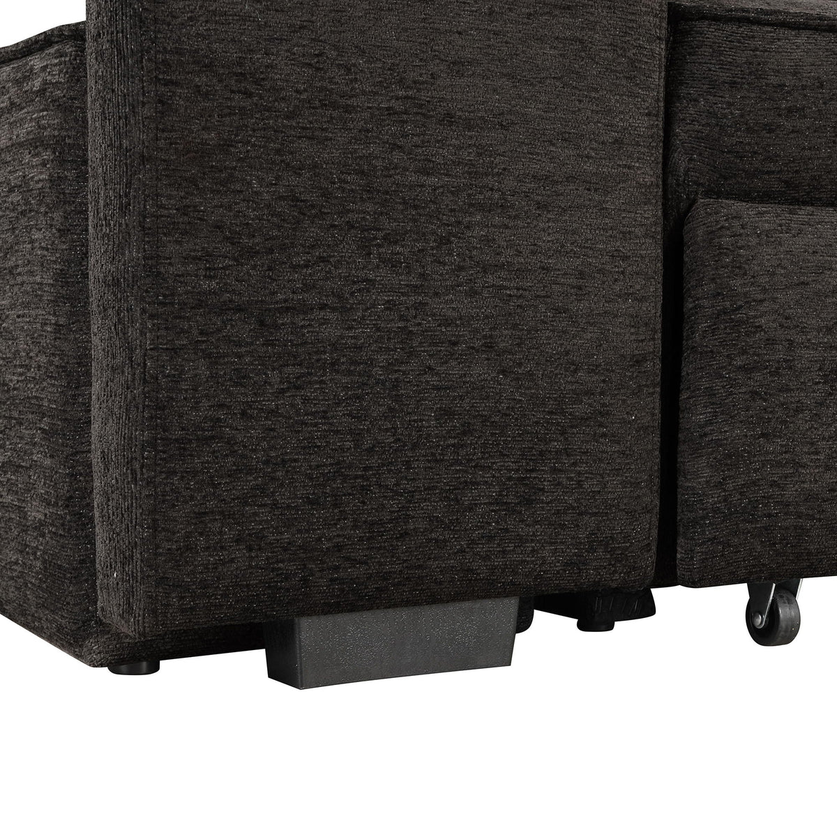 Modern L shape sleeper sectional sofa from HouseOfZazla in charcoal fabric with casters on Tampa Home & Garden Store