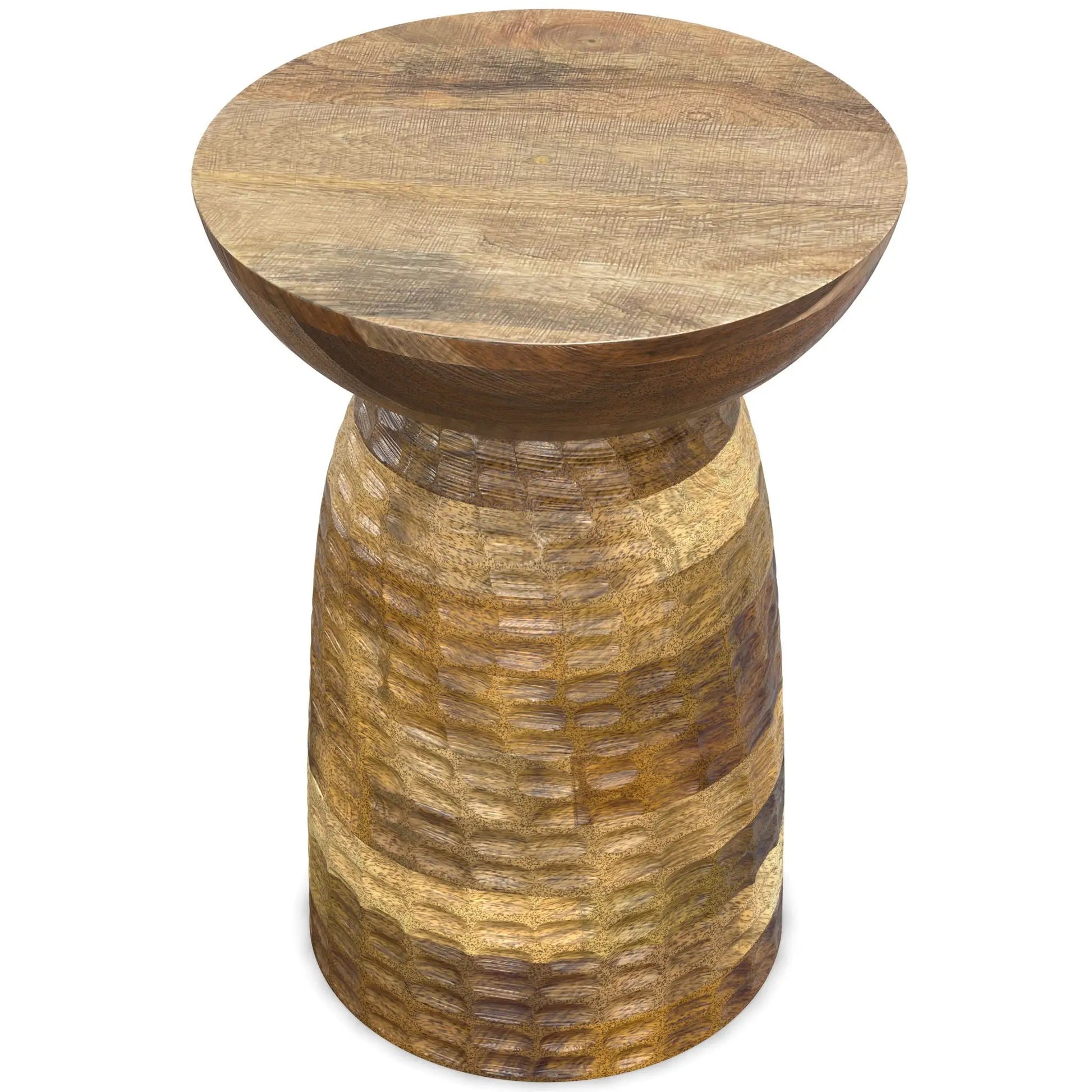 Boyd Handcrafted Accent Table round wooden top with brown finish by Unique Piece Furniture on Tampa Home & Garden Store