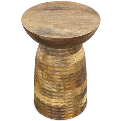Boyd Handcrafted Accent Table round wooden top with brown finish by Unique Piece Furniture on Tampa Home & Garden Store
