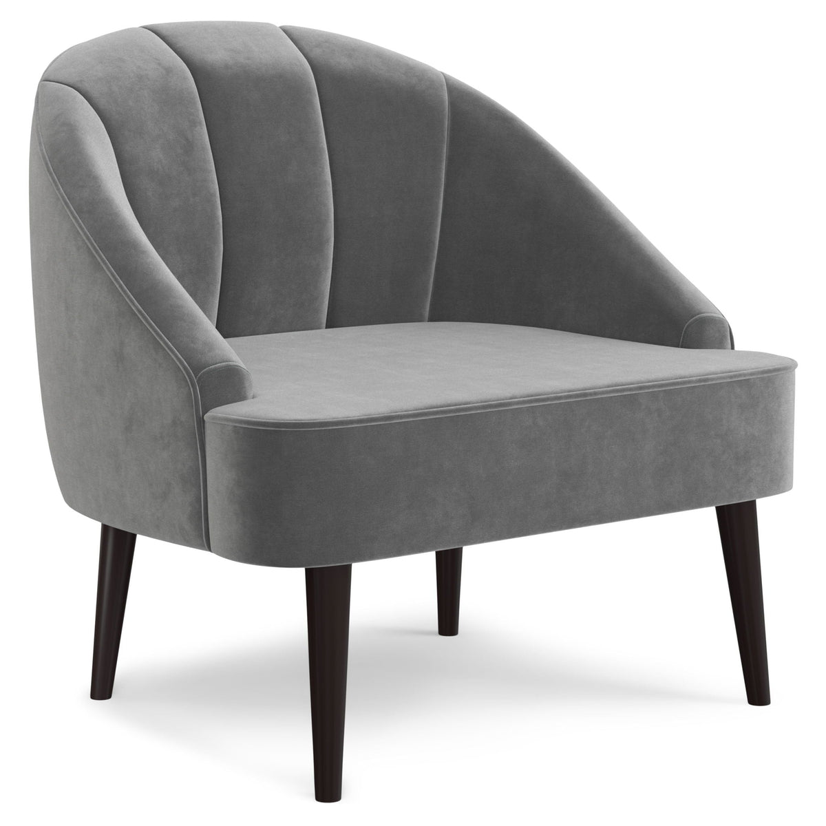 Upholstered Accent Chair with curved back, grey fabric, dark wood legs by HouseOfZazla on Tampa Home & Garden Store