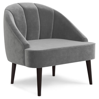 Upholstered Accent Chair with curved back, grey fabric, dark wood legs by HouseOfZazla on Tampa Home & Garden Store
