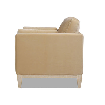Modern Farmhouse Arm Chair fabric, reversible cushions, light wood legs by HouseOfZazla on Tampa Home & Garden Store