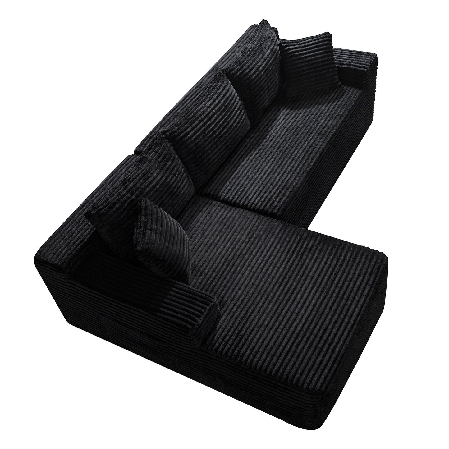 94.5in Cloud modular sectional sofa by HouseOfZazla, L-shaped chaise, black corduroy upholstery on Tampa Home & Garden Store