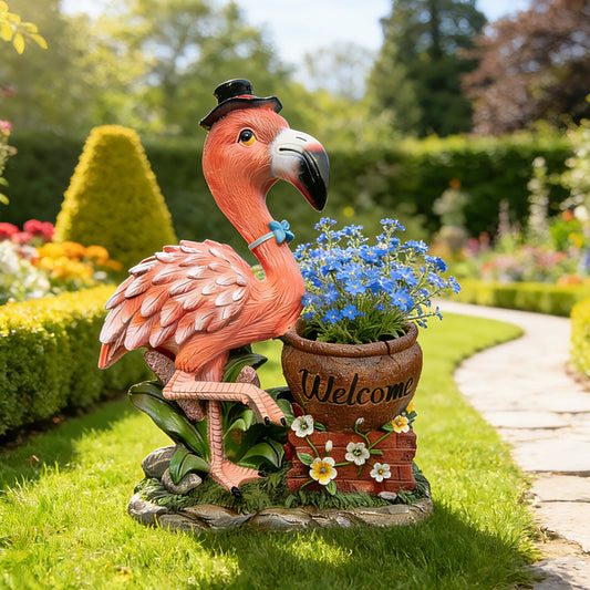 Outdoor Garden Sculpture Flamingo Flower Pot Planter pink flamingo HouseOfZazla on Tampa Home & Garden Store