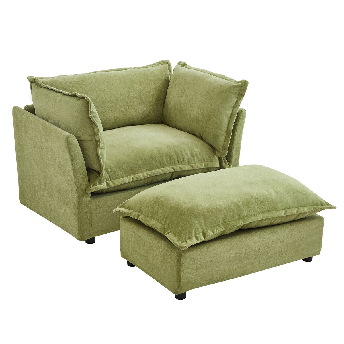 Modern Fabric Armchair with a Movable Ottoman