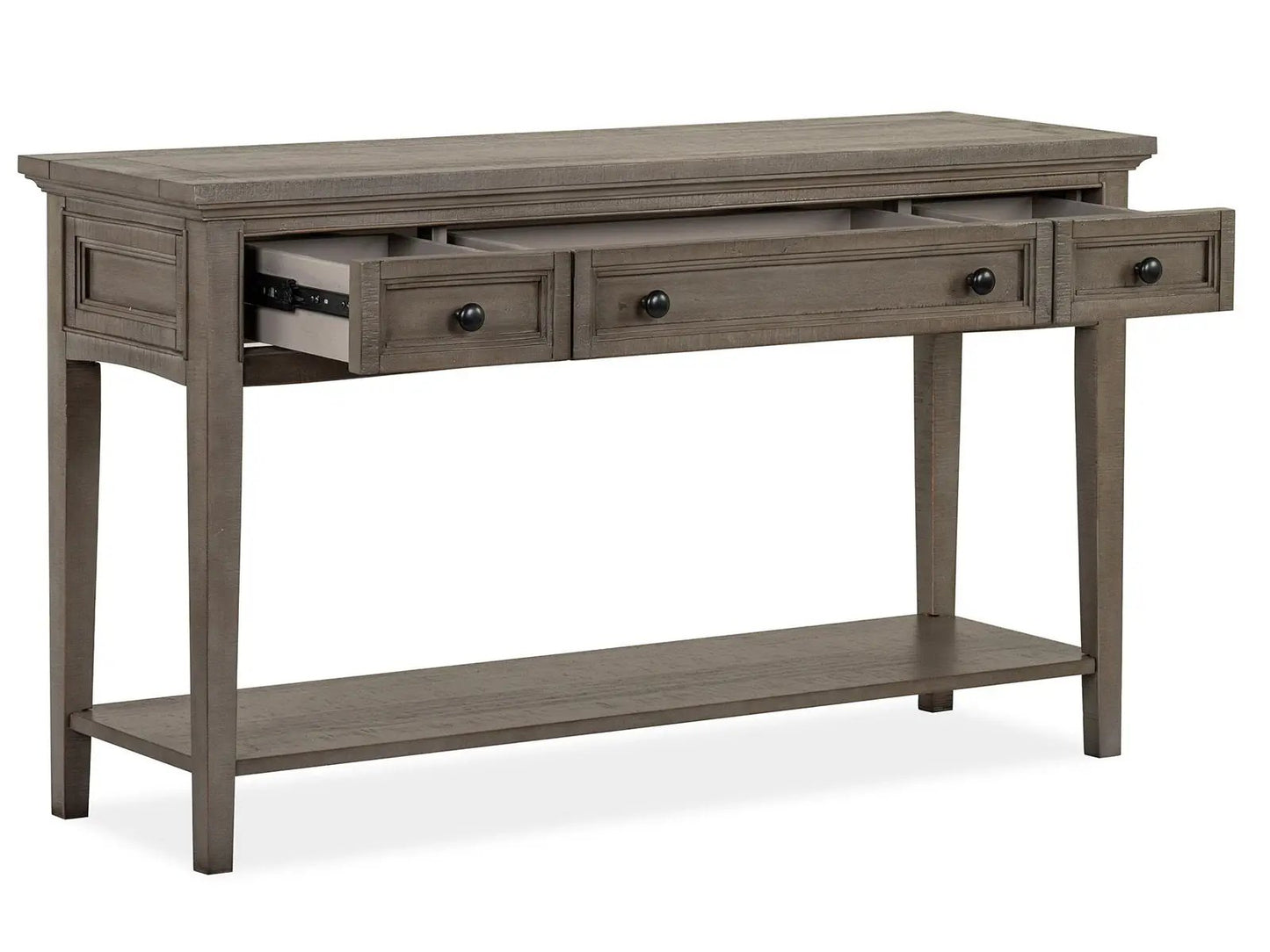 Paxton Place sofa table in dovetail gray with three drawers by Unique Piece Furniture on Tampa Home & Garden Store