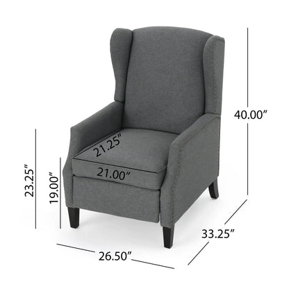Westeros Wing Back Fabric Upholstered Recliner gray fabric by Unique Piece Furniture on Tampa Home & Garden Store