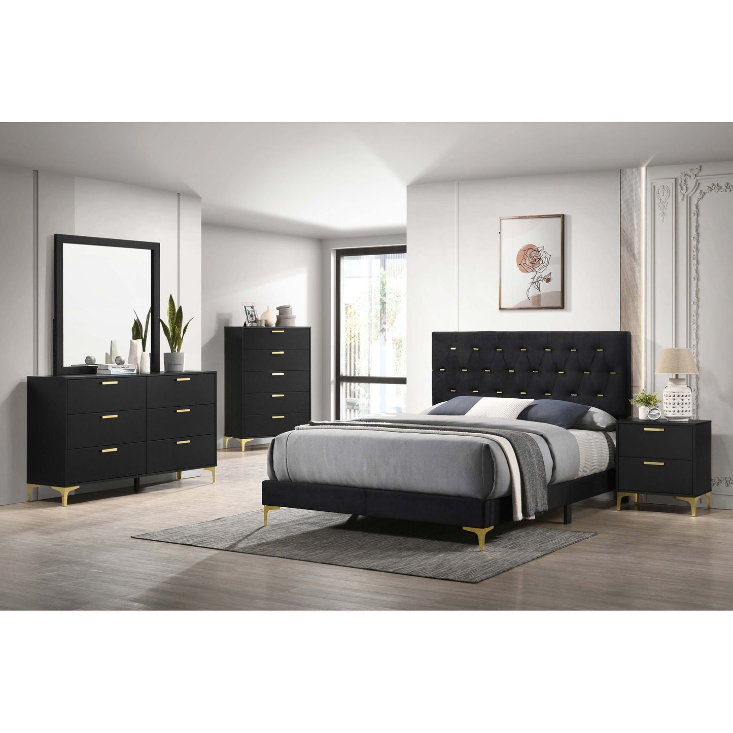 Lexie Tufted Panel Bed with a Soft Padded Frame