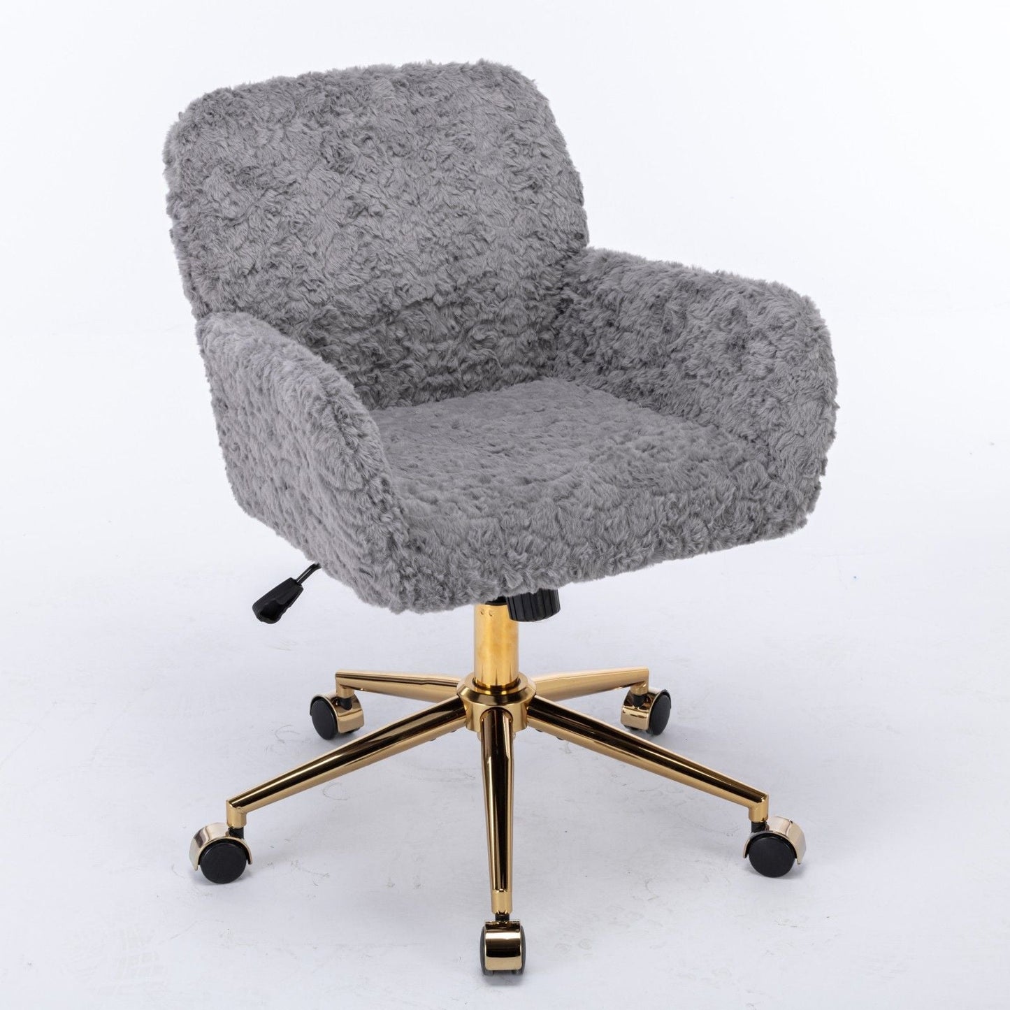 Office Chair with Rabbit Hair and Metal Base