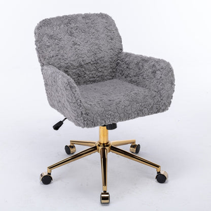 Office Chair with Rabbit Hair and Metal Base