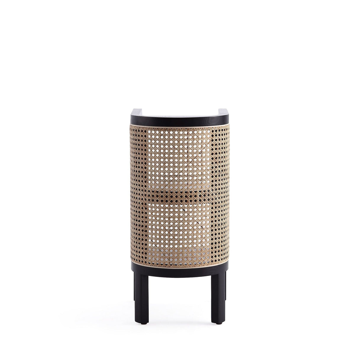 Modern Chic End Table with caned cylinder body, black top and base on Tampa Home & Garden Store