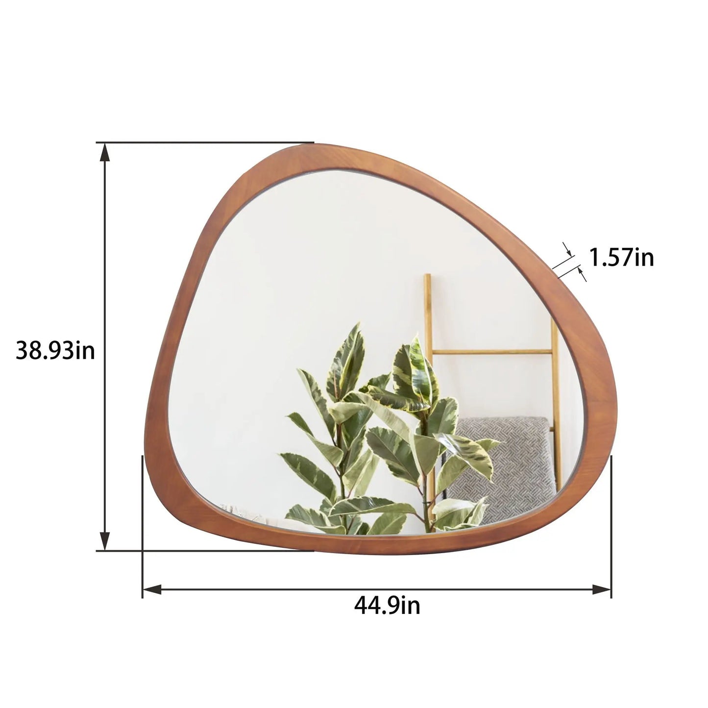 Asymmetrical Wall Mirror with Wooden Frame