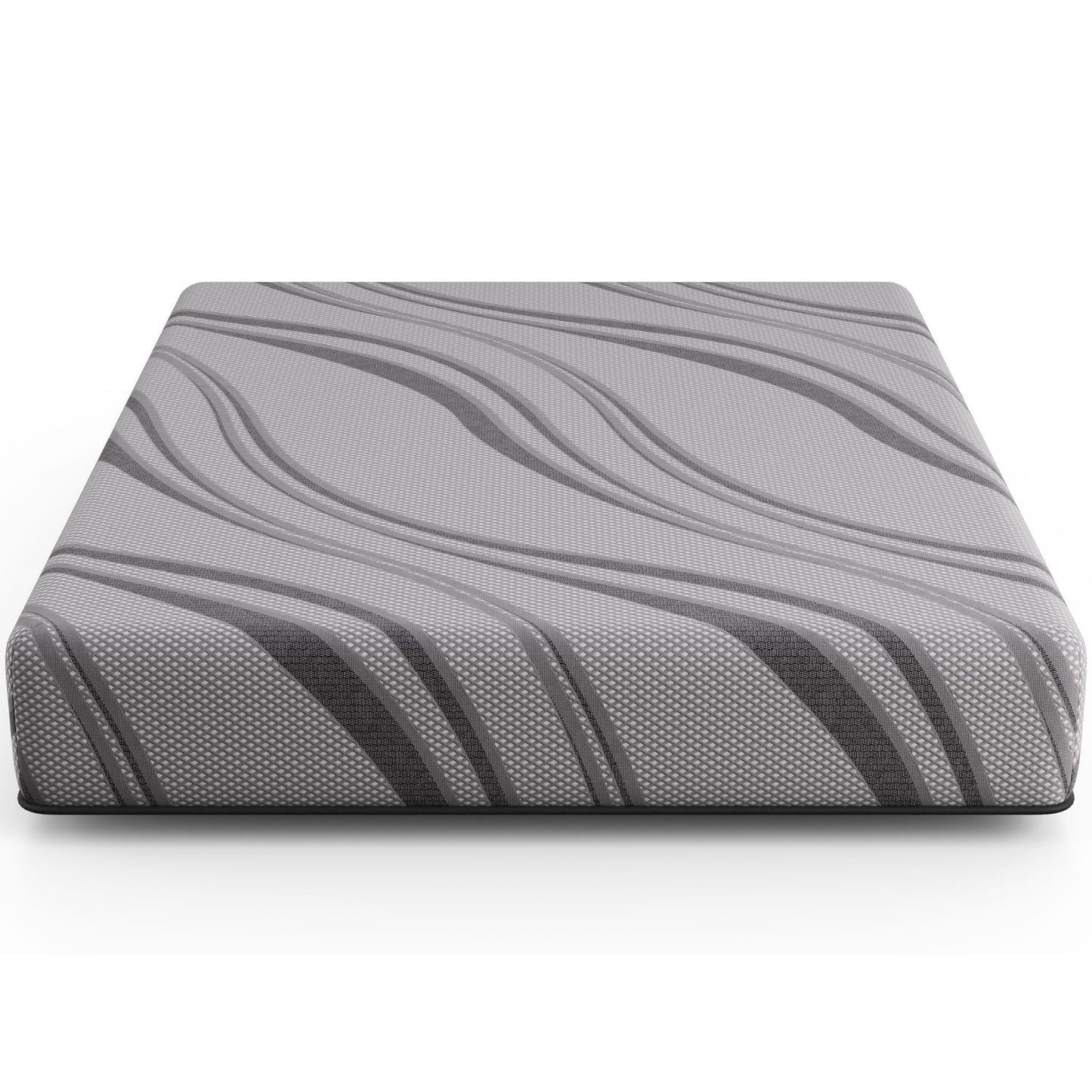 Bib Nl 10in Pro Gel Foam Hybrid Mattress by HouseOfZazla, grey striped cover on Tampa Home & Garden Store