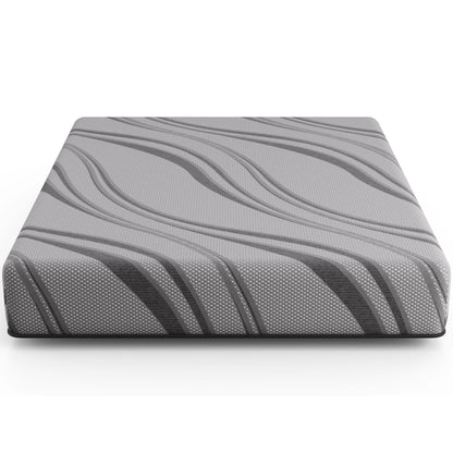 Bib Nl 10in Pro Gel Foam Hybrid Mattress by HouseOfZazla, grey striped cover on Tampa Home & Garden Store