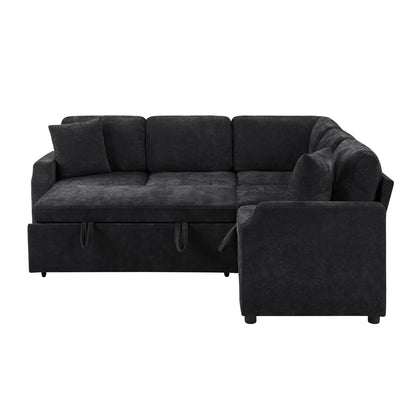 Modern L-shaped sectional sofa bed with hidden storage, charcoal upholstery on Tampa Home & Garden Store