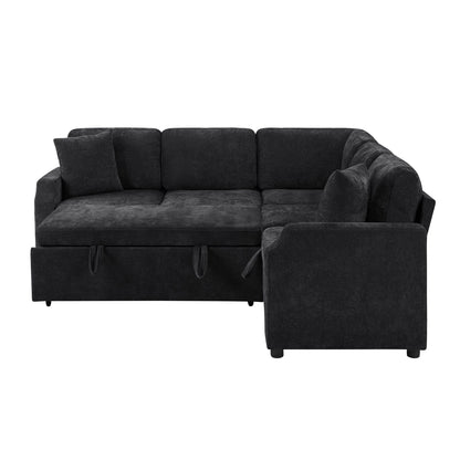 Modern L-shaped sleeper sectional sofa bed with hidden storage, charcoal by HouseOfZazla on Tampa Home & Garden Store