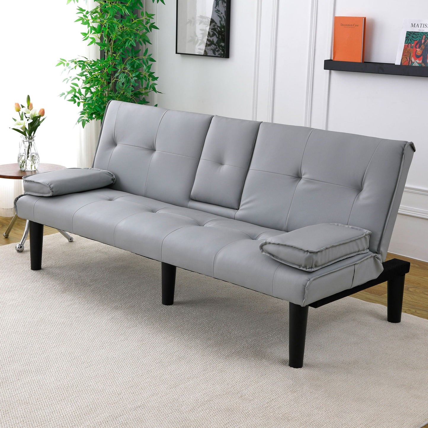 Compact Foldable Sofa Bed and Cup Holder