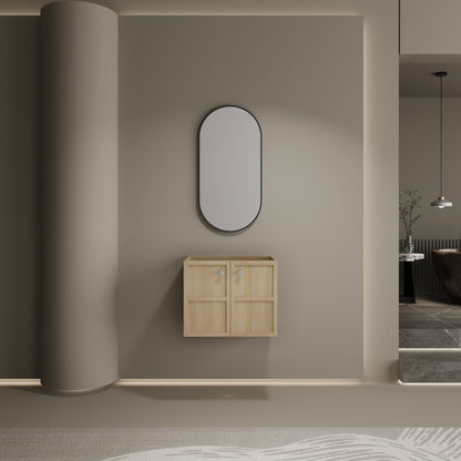 Modern wall-mounted bathroom vanity in light brown wood with two doors by HouseOfZazla on Tampa Home & Garden Store