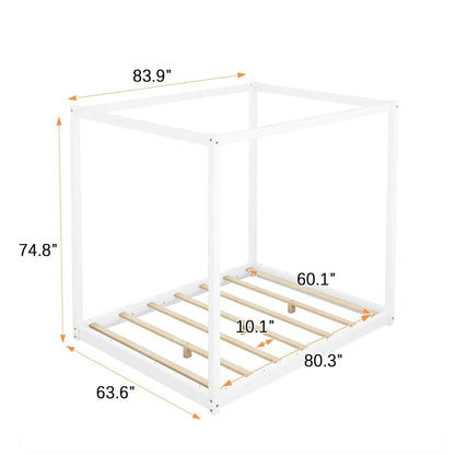 Wood canopy platform bed with airflow slats and support legs by Unique Piece Furniture on Tampa Home & Garden Store