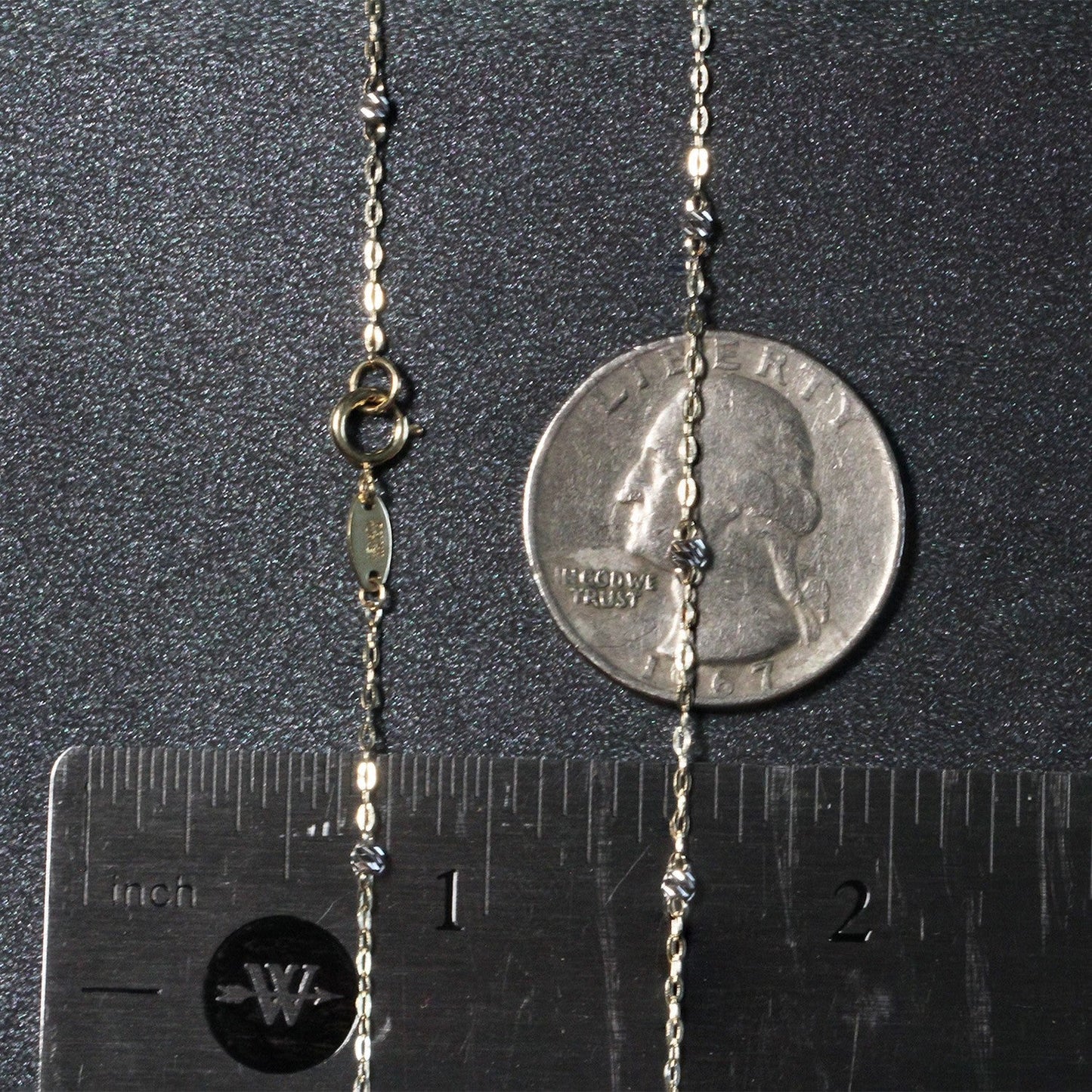 Diamond-cut bead links pendant chain, 14k two-tone gold, 3.5mm necklace by Bids.com on Tampa Home & Garden Store