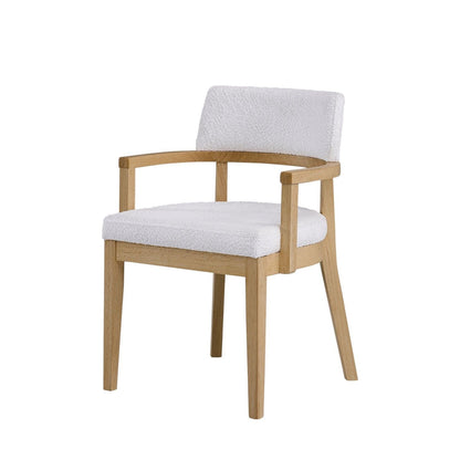 White side chair set of 2 with armrests and natural wood frame, cushioned white upholstery on Tampa Home & Garden Store