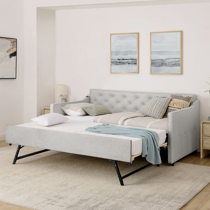Daybed with Trundle and USB Charging Armrest