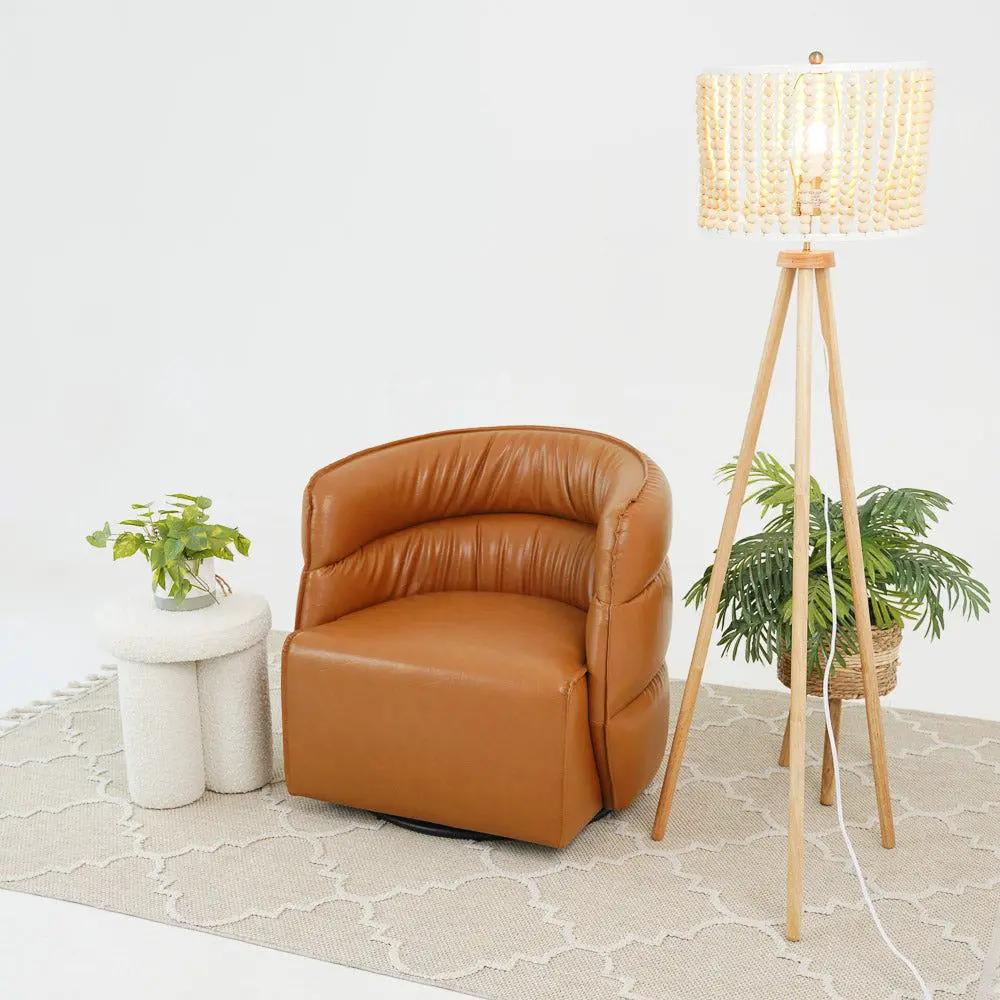 Walden Stylish Swivel Chair caramel leather with rounded back on Tampa Home & Garden Store