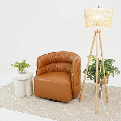 Walden Stylish Swivel Chair caramel leather with rounded back on Tampa Home & Garden Store