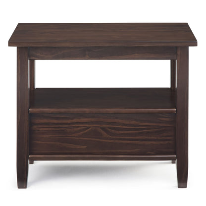 Warm Shaker coffee table in dark brown wood with a drawer and lower shelf on Tampa Home & Garden Store