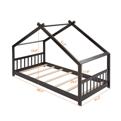 Playhouse Design Bed with Cozy Roof for Kids