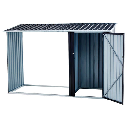 Outdoor Galvanized Firewood and Storage Shed