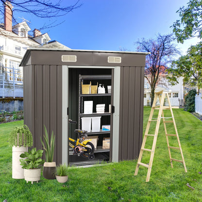 Galvanized Steel Outdoor Storage Shed and Padlock