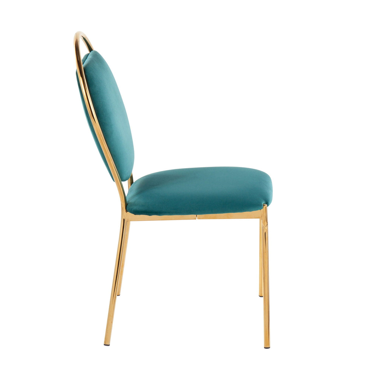 Contemporary Glam Dining Chair Set with Keyhole Back gold/green, teal upholstery by HouseOfZazla on Tampa Home & Garden Store