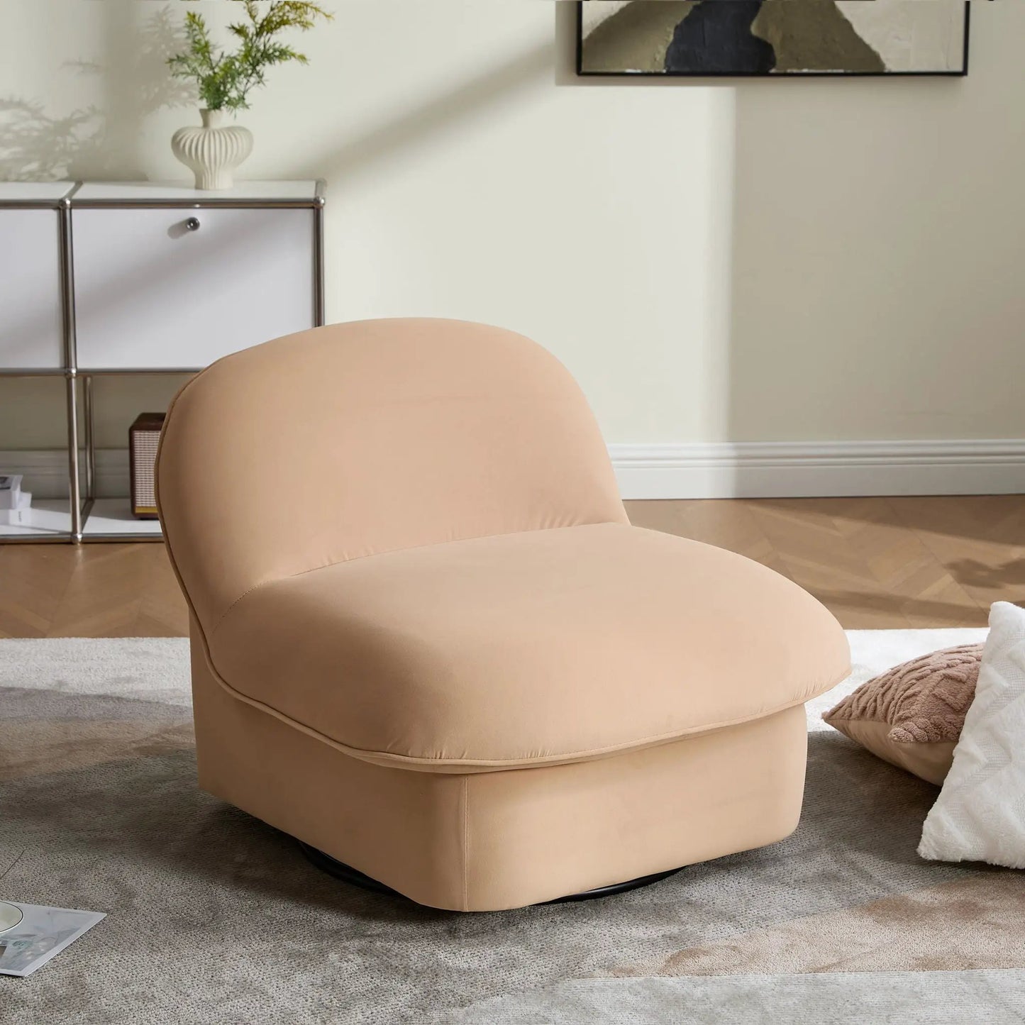 Pumpkin Shaped Swivel Accent Chair Living Room