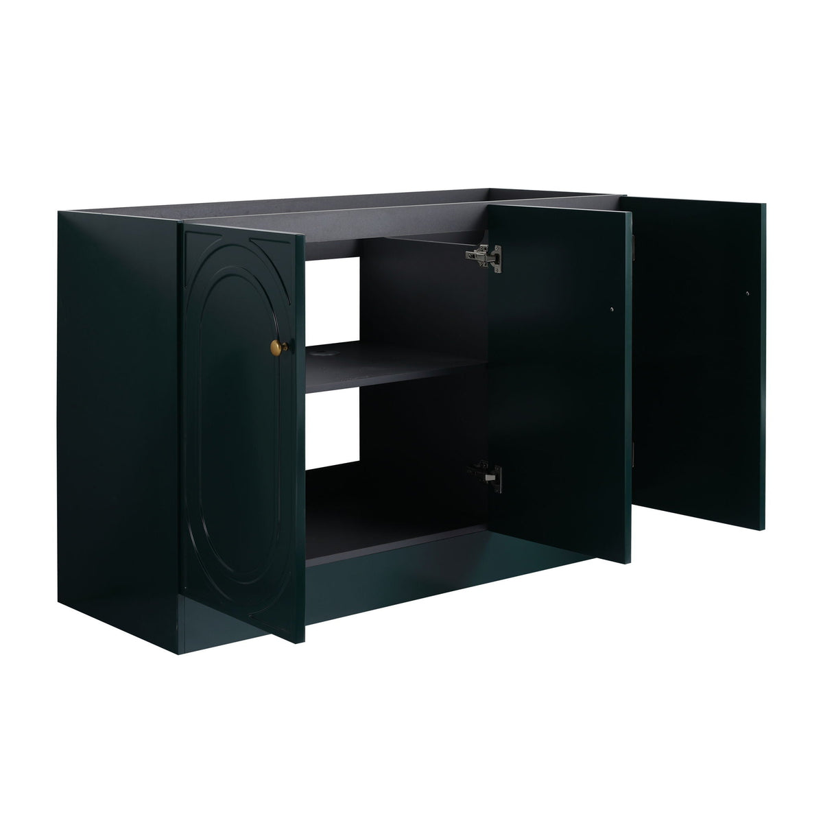 Freestanding bathroom vanity by HouseOfZazla, dark green cabinet with soft-close doors on Tampa Home & Garden Store