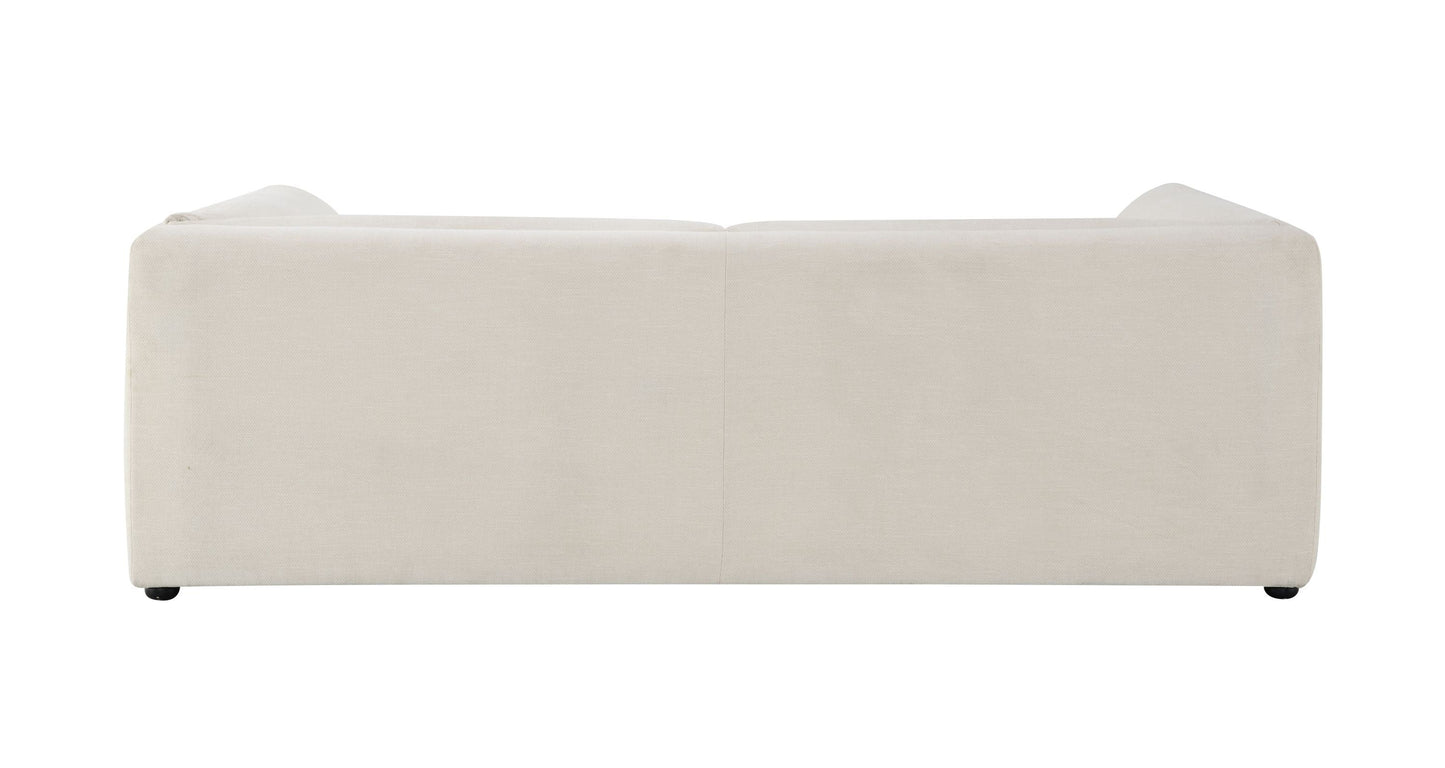 Jaeda Beige Boucle Sofa by HouseOfZazla, boucle upholstery, two-seater with low-profile arms on Tampa Home & Garden Store