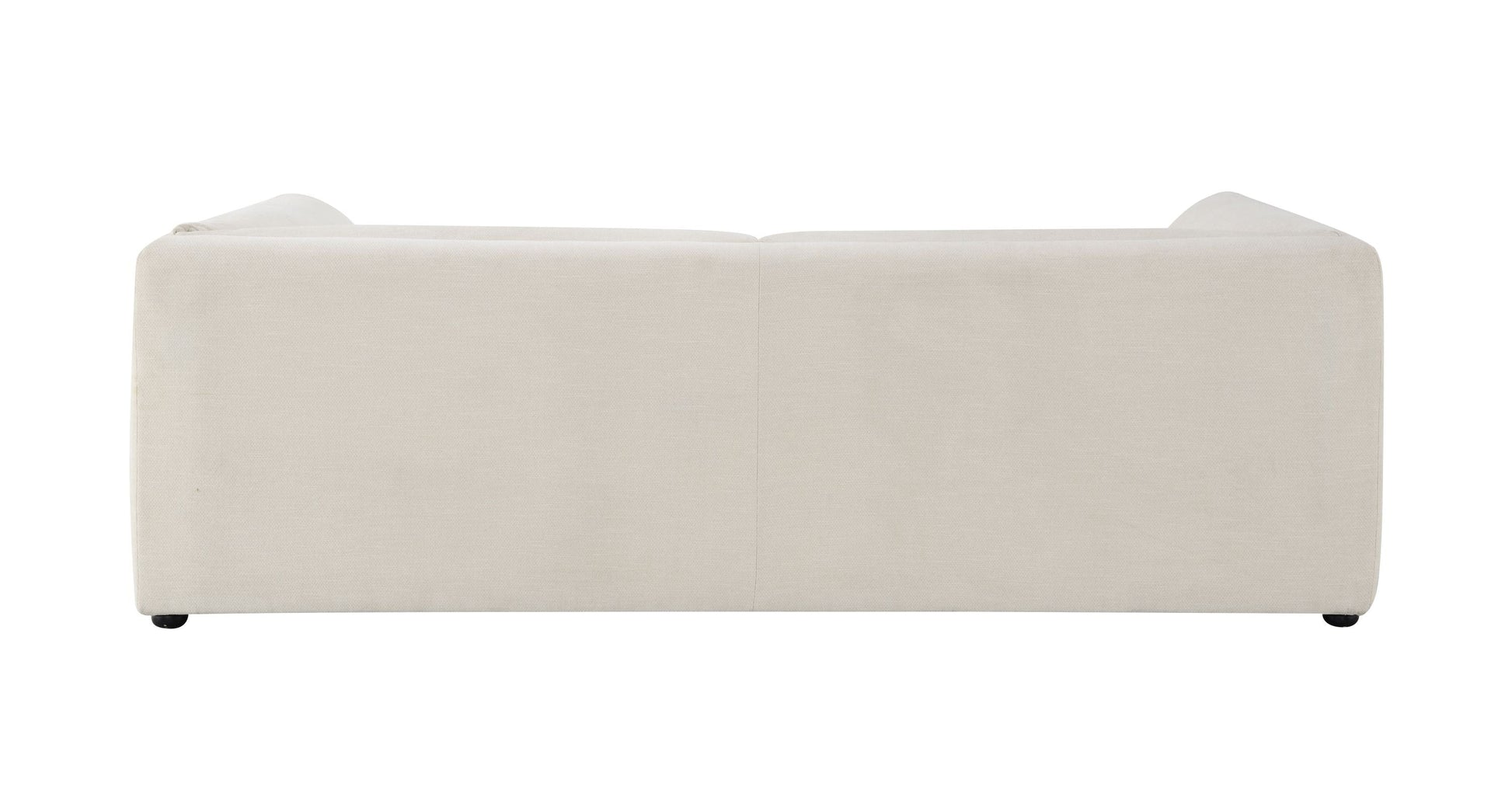 Jaeda Beige Boucle Sofa by HouseOfZazla, boucle upholstery, two-seater with low-profile arms on Tampa Home & Garden Store