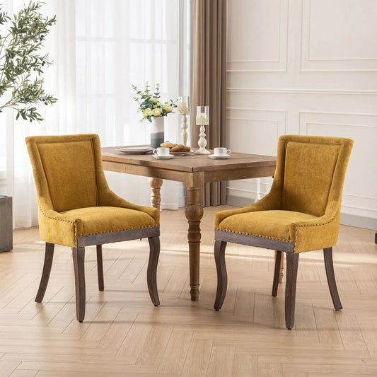 Ultra Side Dining Chair set of 2 with mustard yellow upholstery and dark wood legs on Tampa Home & Garden Store