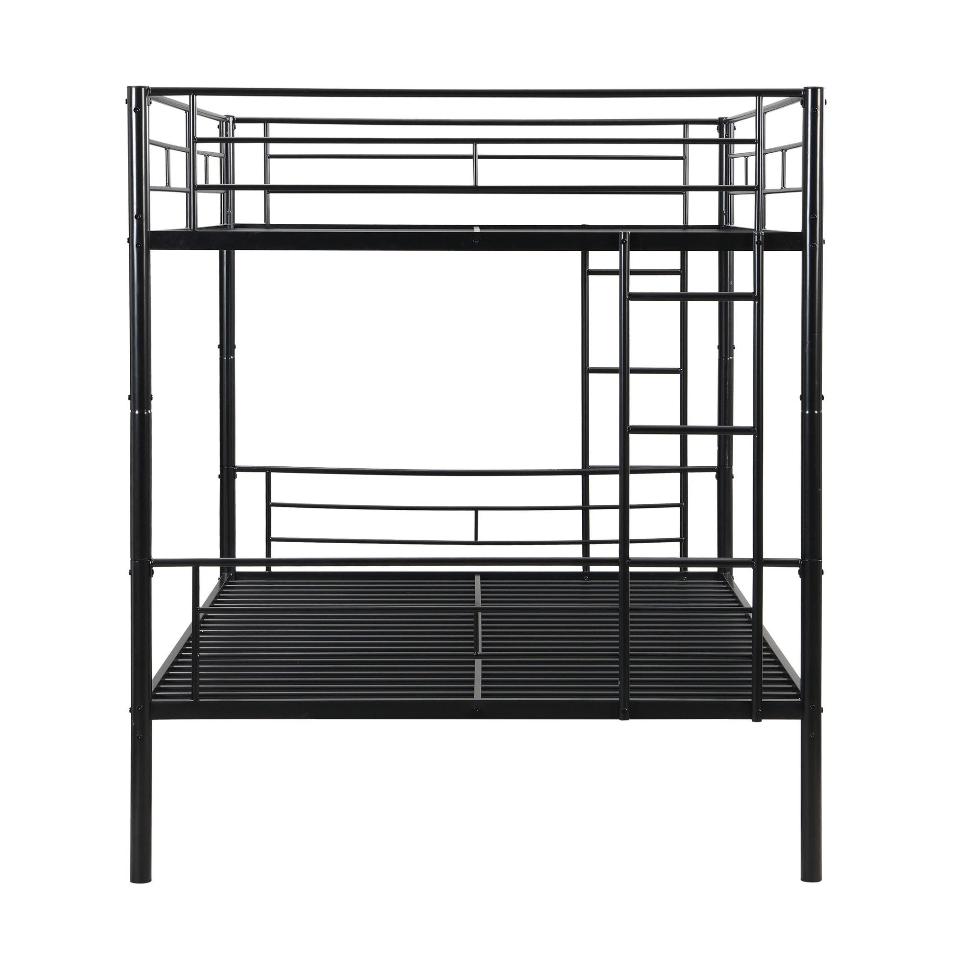 Metal bunk bed frame in black with guard rails and ladder, no box spring needed on Tampa Home & Garden Store